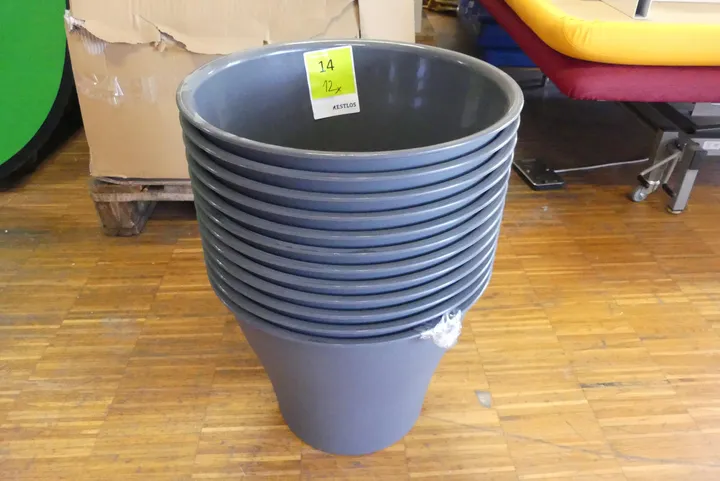 12x Geli - Blumentopf, ohne Loch Topf NEO 40 cm, anthrazit ohne Loch